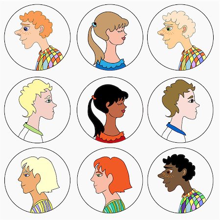 simsearch:400-08256257,k - male and female faces in profile color icons. vector illustration Stock Photo - Budget Royalty-Free & Subscription, Code: 400-08618060