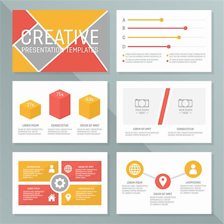 Vector template for presentation slides with graphs and charts Stock Photo - Budget Royalty-Free & Subscription, Code: 400-08618084