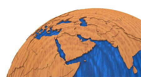 embossed - Middle East region on wooden model of planet Earth with embossed continents and visible country borders. 3D rendering. Foto de stock - Super Valor sin royalties y Suscripción, Código: 400-08618115