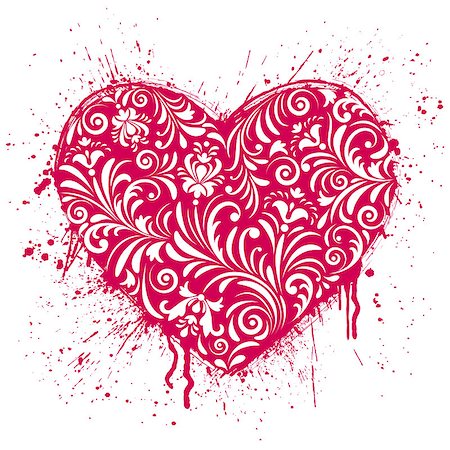 simsearch:400-07033905,k - Vector illustration of floral red valentine heart isolated on white background. Photographie de stock - Aubaine LD & Abonnement, Code: 400-08618146
