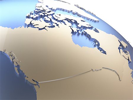 simsearch:400-08729855,k - Canada on metallic model of planet Earth with embossed continents and visible country borders. 3D rendering. Photographie de stock - Aubaine LD & Abonnement, Code: 400-08618142