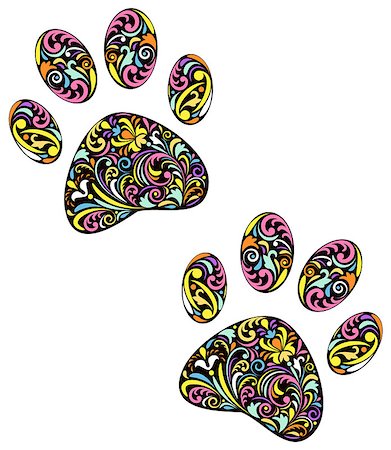 simsearch:400-08107152,k - vector illustration of floral animal paw print on white background Foto de stock - Royalty-Free Super Valor e Assinatura, Número: 400-08618154