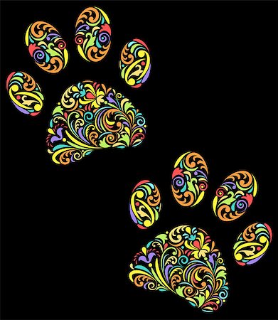 simsearch:400-08107152,k - vector illustration of floral animal paw print on black background Foto de stock - Royalty-Free Super Valor e Assinatura, Número: 400-08618152