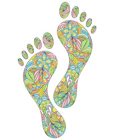 simsearch:400-07033905,k - Vector illustration of floral human footprints on white background. Photographie de stock - Aubaine LD & Abonnement, Code: 400-08618165