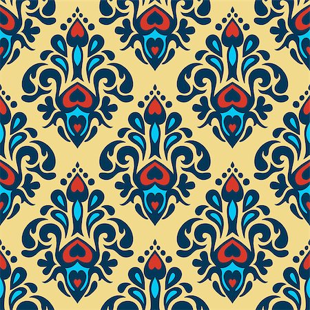 Vector damask seamless pattern background. Elegant luxury texture for wallpapers, backgrounds and page fill. Photographie de stock - Aubaine LD & Abonnement, Code: 400-08618187