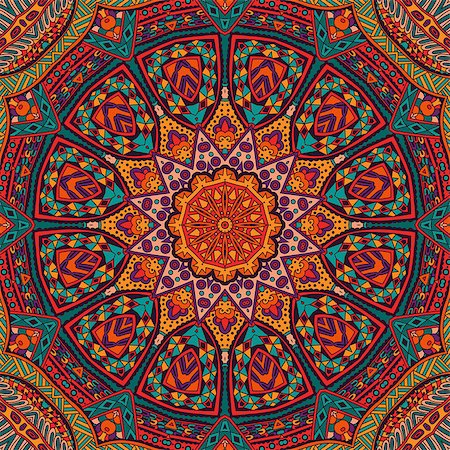 simsearch:400-08616384,k - Abstract festive colorful mandala vector ethnic tribal pattern Stockbilder - Microstock & Abonnement, Bildnummer: 400-08618190
