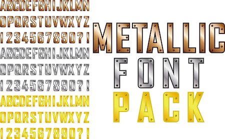 Vector metallic steampunk style font pack Foto de stock - Royalty-Free Super Valor e Assinatura, Número: 400-08618257