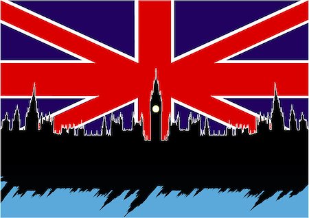simsearch:400-06326700,k - vector illustration  of flag and Big Ben Stock Photo - Budget Royalty-Free & Subscription, Code: 400-08618488