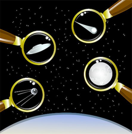 simsearch:400-08618728,k - Set of space objects. Ufo, moon, satellite, meteor. EPS10 vector illustration. Fotografie stock - Microstock e Abbonamento, Codice: 400-08618726