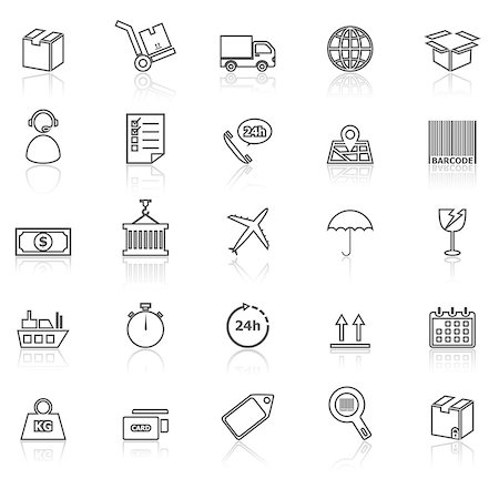 Logistics line icons with reflect on white, stock vector Stock Photo - Budget Royalty-Free & Subscription, Code: 400-08618720