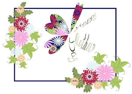 simsearch:400-04330529,k - Happy Mother's Day floral greeting with abstract butterfly. EPS10 vector illustration Stock Photo - Budget Royalty-Free & Subscription, Code: 400-08618740