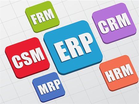 simsearch:400-04892217,k - ERP, CSM, FRM, CRM, HRM, MRP - white text in colorful flat design banners, business management systems concept Stock Photo - Budget Royalty-Free & Subscription, Code: 400-08618862