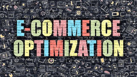 simsearch:400-07045079,k - E-Commerce Optimization Concept. E-Commerce Optimization Drawn on Dark Wall. E-Commerce Optimization in Multicolor. E-Commerce Optimization Concept in Modern Doodle Style. Stock Photo - Budget Royalty-Free & Subscription, Code: 400-08618923