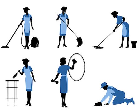 pictures of house maid uniform - Vector illustration of a six cleaning workers Foto de stock - Super Valor sin royalties y Suscripción, Código: 400-08619090