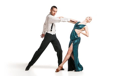 Beautiful two professional artists dancing over white background Fotografie stock - Microstock e Abbonamento, Codice: 400-08619238