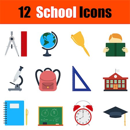 simsearch:400-08155384,k - Flat design education icon set in ui colors. Vector illustration. Stock Photo - Budget Royalty-Free & Subscription, Code: 400-08619254
