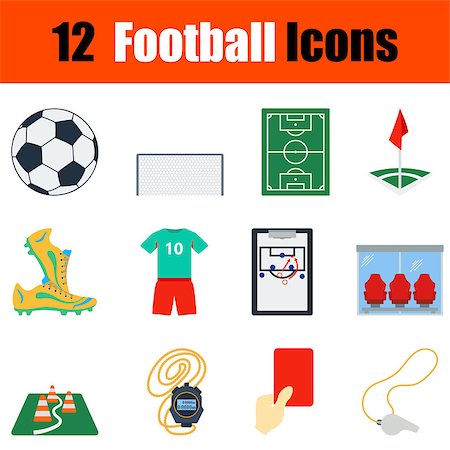 soccer ball sneaker - Flat design football icon set in ui colors. Vector illustration. Stock Photo - Budget Royalty-Free & Subscription, Code: 400-08619262