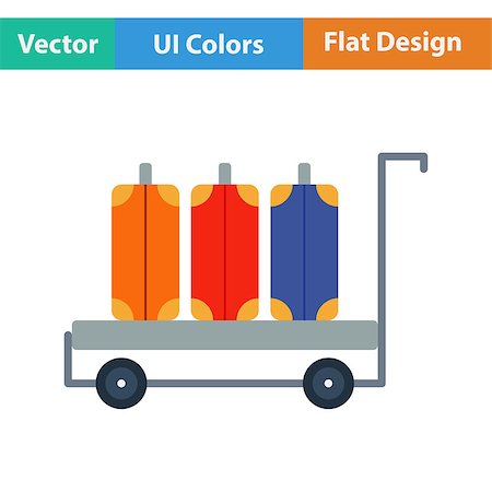 Flat design icon of luggage cart in ui colors. Vector illustration. Stock Photo - Budget Royalty-Free & Subscription, Code: 400-08619278