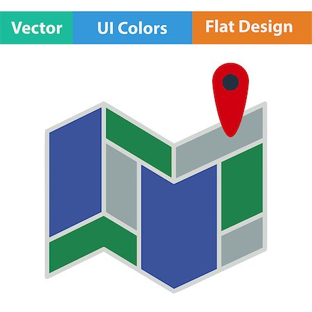 Flat design icon of navigation map scheme in ui colors. Vector illustration. Stock Photo - Budget Royalty-Free & Subscription, Code: 400-08619270