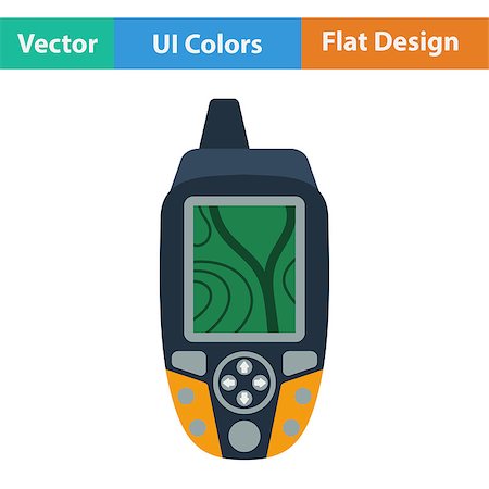 Flat design icon of portable GPS device in ui colors. Vector illustration. Stock Photo - Budget Royalty-Free & Subscription, Code: 400-08619291