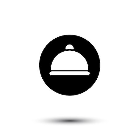 Vector white cloche icon isolated on black. Culinary and food design Stock Photo - Budget Royalty-Free & Subscription, Code: 400-08619315