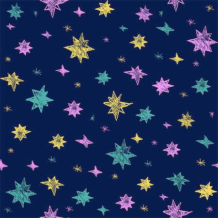 simsearch:400-09029281,k - Seamless colorful stars pattern. Hand drawn abstract background in vector format Stockbilder - Microstock & Abonnement, Bildnummer: 400-08619312