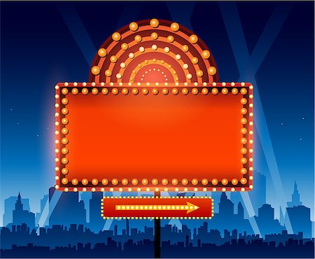 Brightly vintage glowing retro cinema neon sign city Stock Photo - Budget Royalty-Free & Subscription, Code: 400-08619395