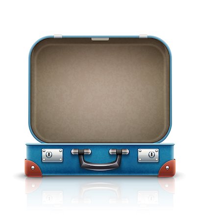 empty suitcase - Open old retro vintage suitcase for travel. Eps10 vector illustration. Isolated on white background Foto de stock - Super Valor sin royalties y Suscripción, Código: 400-08619391