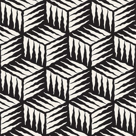 simsearch:400-05307359,k - Vector Seamless Black And White Hand Painted Line Geometric Cube Rough Engraving Pattern Abstract Background Stock Photo - Budget Royalty-Free & Subscription, Code: 400-08619661