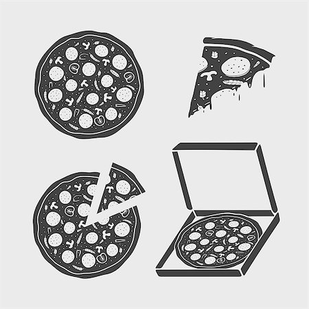 Set Vector Symbols Pizza eps 8 file format Stock Photo - Budget Royalty-Free & Subscription, Code: 400-08619692