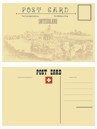 simsearch:400-09098455,k - Switzerland postcards, vintage style attributes with the country of Switzerland. Stockbilder - Microstock & Abonnement, Bildnummer: 400-08619811