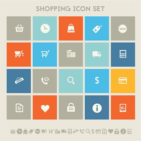 simsearch:400-08696973,k - Modern flat design multicolored shopping icons collection Fotografie stock - Microstock e Abbonamento, Codice: 400-08611664