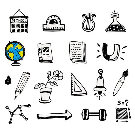 Doodle vector school and educational icons on white background, set 1 Stock Photo - Budget Royalty-Free & Subscription, Code: 400-08611676