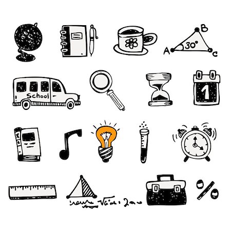 Doodle vector school and educational icons on white background, set 2 Stock Photo - Budget Royalty-Free & Subscription, Code: 400-08611677