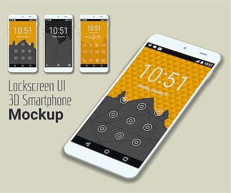 simsearch:400-09119843,k - 3d isometric flat design lockscreen mobile UI mock up, with triangular abstract geometric landscape background Foto de stock - Super Valor sin royalties y Suscripción, Código: 400-08611737