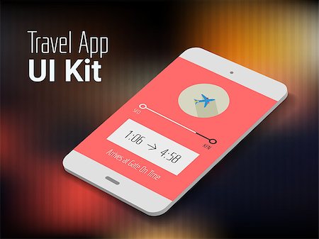 simsearch:400-08978209,k - 3d isometric flat design travel app mobile UI mock up, on trendy blurred background Stock Photo - Budget Royalty-Free & Subscription, Code: 400-08611740