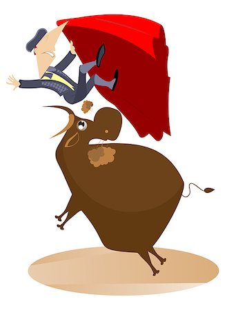 Bull raised the bullfighter by horns Stock Photo - Budget Royalty-Free & Subscription, Code: 400-08611778