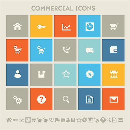 simsearch:400-08696973,k - Modern flat design multicolored commercial icons collection Photographie de stock - Aubaine LD & Abonnement, Code: 400-08611909