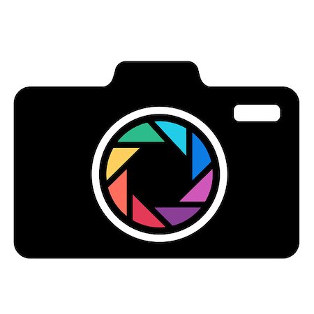 Black Camera icon with colorful lens. Vector Photographie de stock - Aubaine LD & Abonnement, Code: 400-08611963