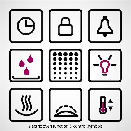 simsearch:400-07915731,k - Electric oven function & control symbols. Outline icon collection - household appliances. Stock Photo - Budget Royalty-Free & Subscription, Code: 400-08611991