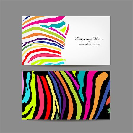 simsearch:400-09031869,k - Business card, colorful zebra print design, vector illustration Stockbilder - Microstock & Abonnement, Bildnummer: 400-08612005