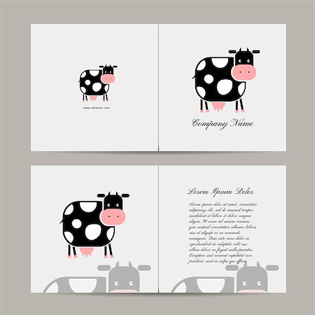 Greeting card with funny cow. Vector illustration Stock Photo - Budget Royalty-Free & Subscription, Code: 400-08612013