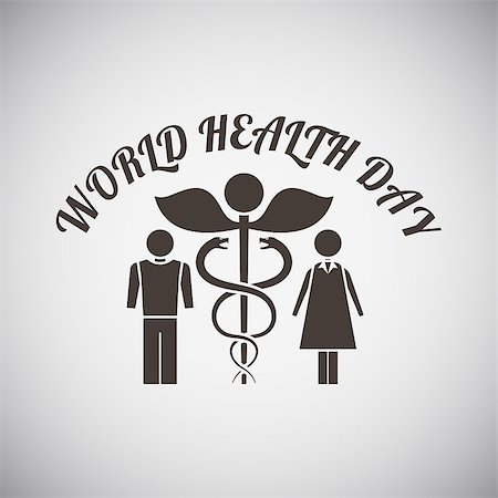 simsearch:400-08341383,k - Health day emblem with medicine symbol and man with woman on side of it on grey background. Vector illustration. Stock Photo - Budget Royalty-Free & Subscription, Code: 400-08612158
