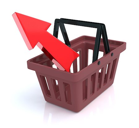 simsearch:400-08554585,k - Shopping basket over white background with remove arrow symbol Stock Photo - Budget Royalty-Free & Subscription, Code: 400-08612278