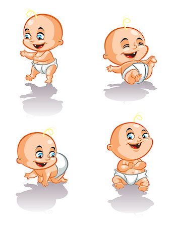 Illustration of sweet babies crawling, walking and smiling Stock Photo - Budget Royalty-Free & Subscription, Code: 400-08612270