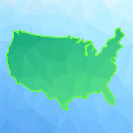 America Green Map Isolated on Blue Background Stock Photo - Budget Royalty-Free & Subscription, Code: 400-08612375