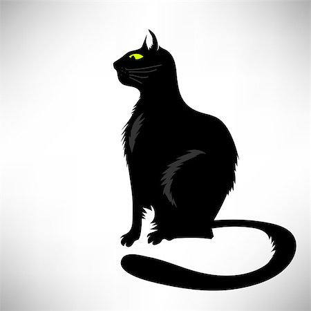 Black Cat Silhouette Isolated on White Background. Symbol of Halloween Stock Photo - Budget Royalty-Free & Subscription, Code: 400-08612371