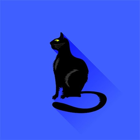 Sitting Cat Icon Isolated on Blue Background Stock Photo - Budget Royalty-Free & Subscription, Code: 400-08612380