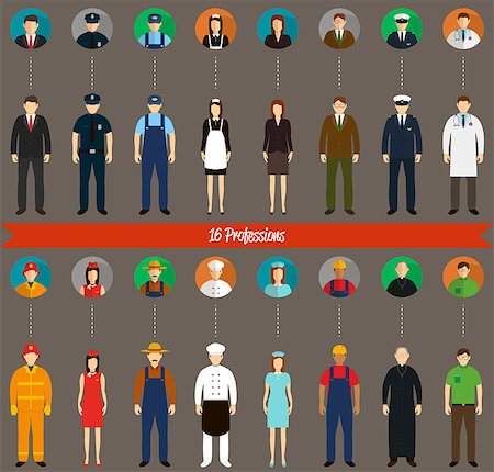 Profession people and avatars collection. Vector illustration Stock Photo - Budget Royalty-Free & Subscription, Code: 400-08612392