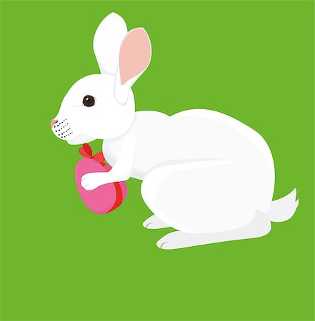simsearch:400-07307426,k - Cartoon white Easter rabbit with painted egg Isolated on green Stock Photo - Budget Royalty-Free & Subscription, Code: 400-08612503